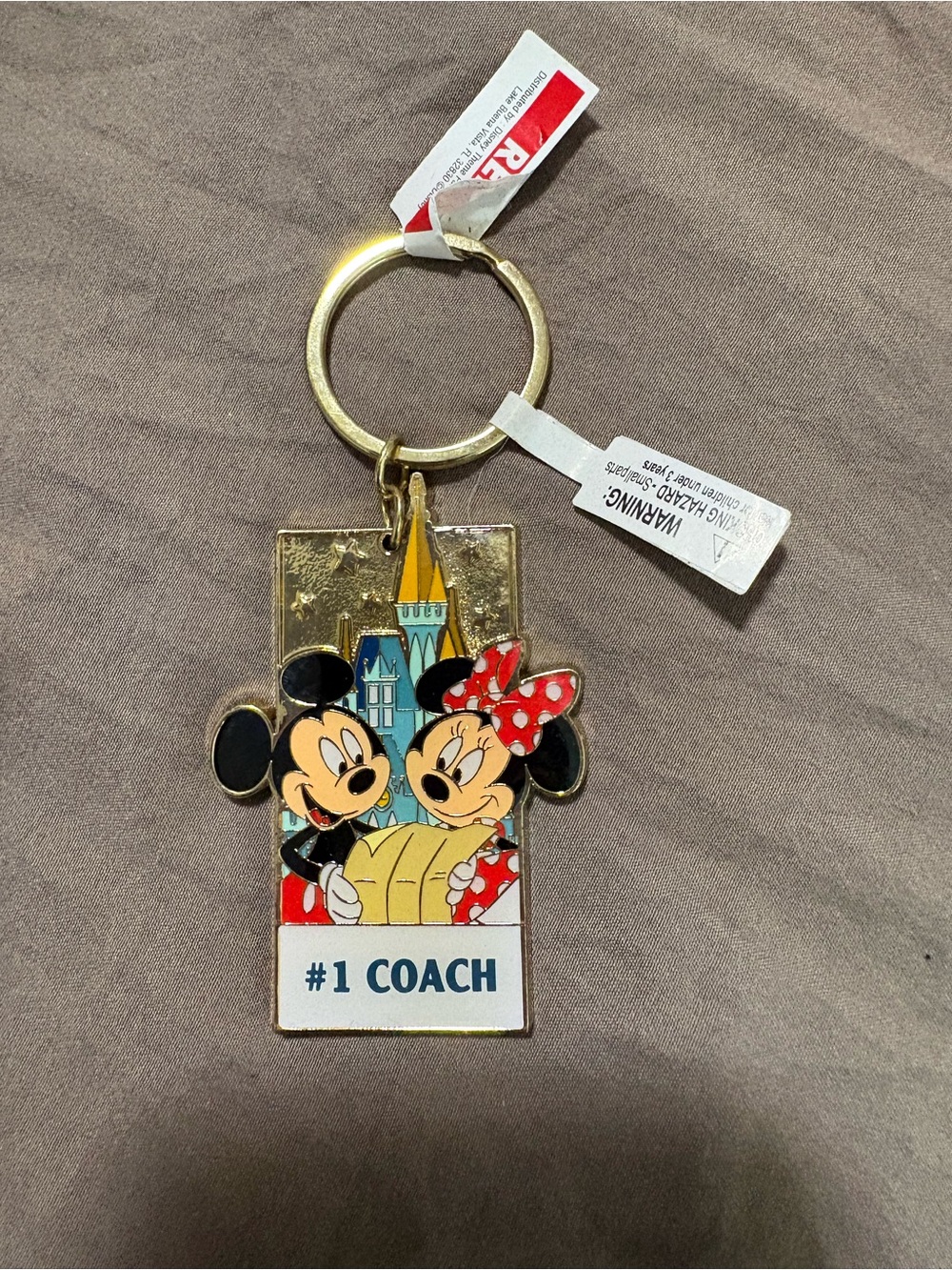 Disney Mickey & Minnie "#1 Coach" Gold Keychain
